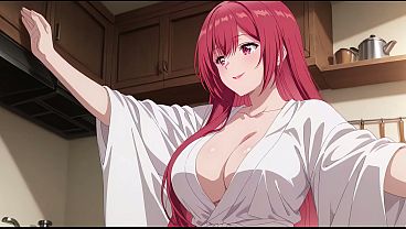 Anak Tiri Pulang Cepat, Lihat Istri Bapak Masak Pake Baju Tipis Doang. Kureha Enomoto Cosplay Panas (buatan Ai).