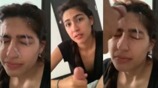Gadis Desi Cantik Dengan Pancuran Air Mani Kental Di Wajahnya